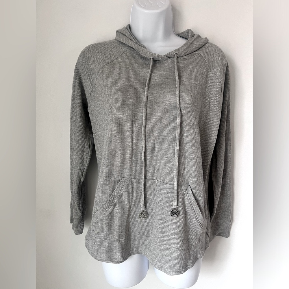 Michael Kors Women’s Gray Hooded Activewear Hoodie Style Top, Size M.